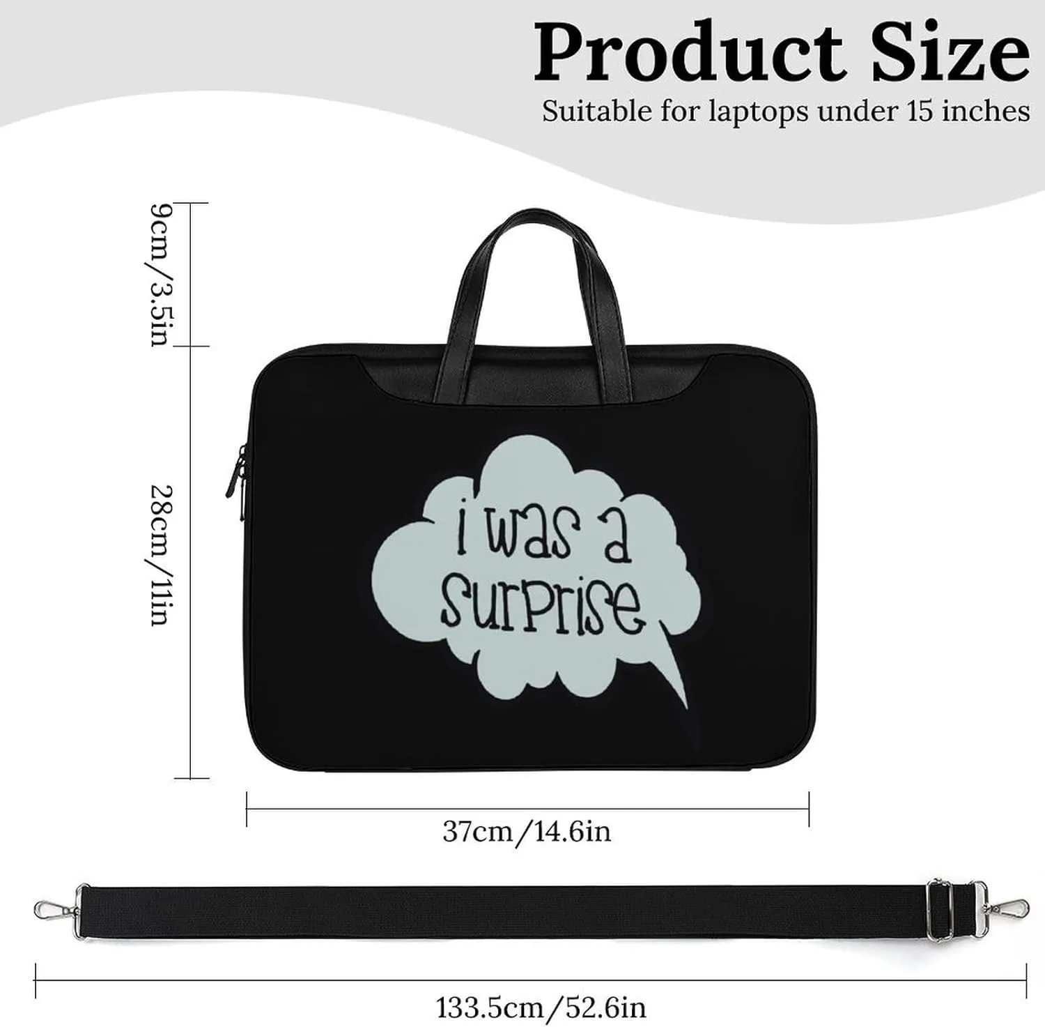 I Was A Surprise Leather Bag Laptop Case Slim Water Resistant Computer Bags with Handle Briefcase for Work