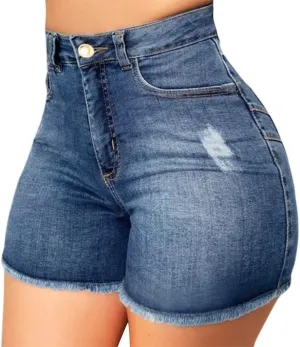 Jean Shorts for Women Denim High Waisted 5 Inch Inseam Stretchy Denim Short Pants Casual Summer Lounge Jean Bike Shorts