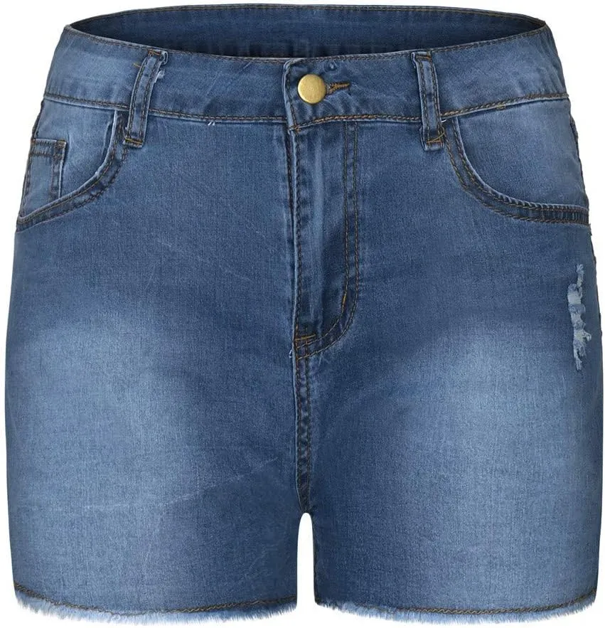 Jean Shorts for Women Denim High Waisted 5 Inch Inseam Stretchy Denim Short Pants Casual Summer Lounge Jean Bike Shorts