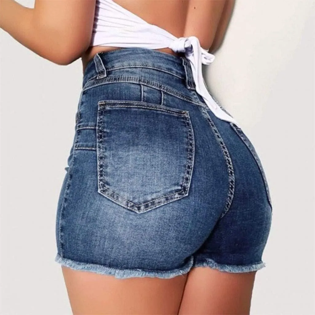 Jean Shorts for Women Denim High Waisted 5 Inch Inseam Stretchy Denim Short Pants Casual Summer Lounge Jean Bike Shorts