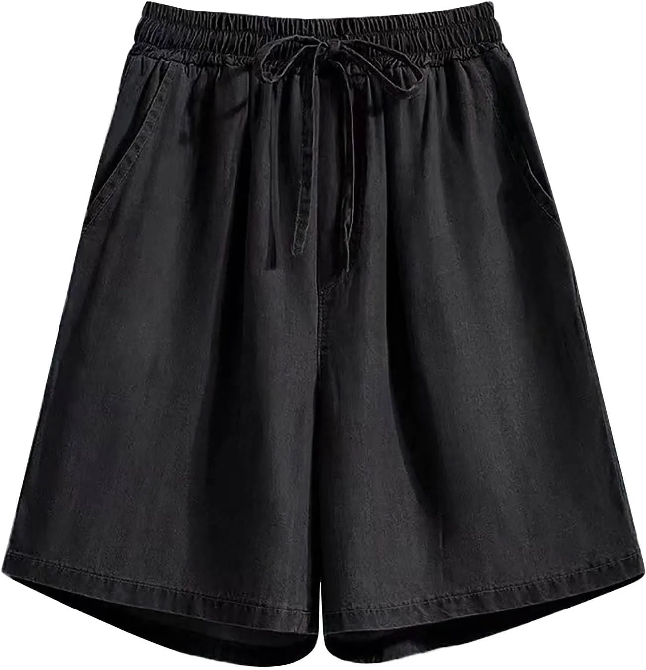 Jean Shorts for Women Denim High Waisted Summer Wide Straight Leg Denim Short Pants Relaxed Fit Shorts with Pockets
