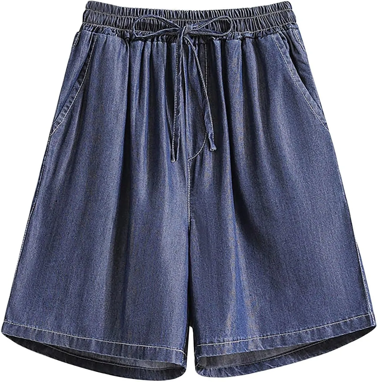 Jean Shorts for Women Denim High Waisted Summer Wide Straight Leg Denim Short Pants Relaxed Fit Shorts with Pockets