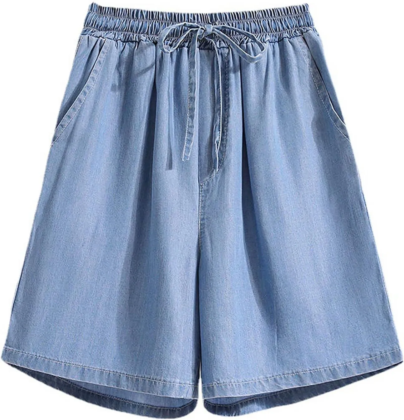 Jean Shorts for Women Denim High Waisted Summer Wide Straight Leg Denim Short Pants Relaxed Fit Shorts with Pockets