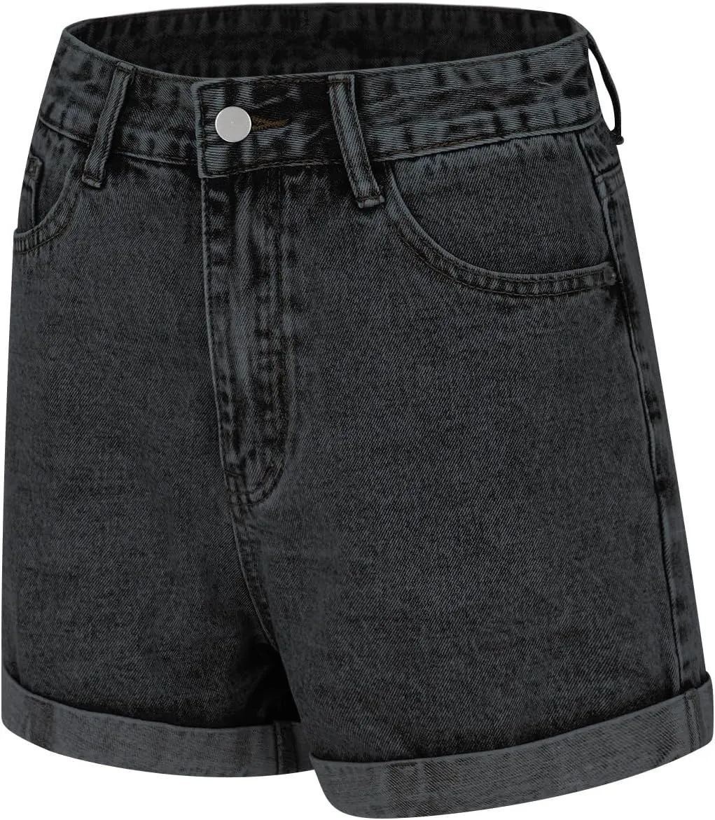 Jean Shorts Womens Mid Rise 5 Inch Inseam Stretchy Denim Short Pants Casual Summer Lounge Jean Bike Shorts