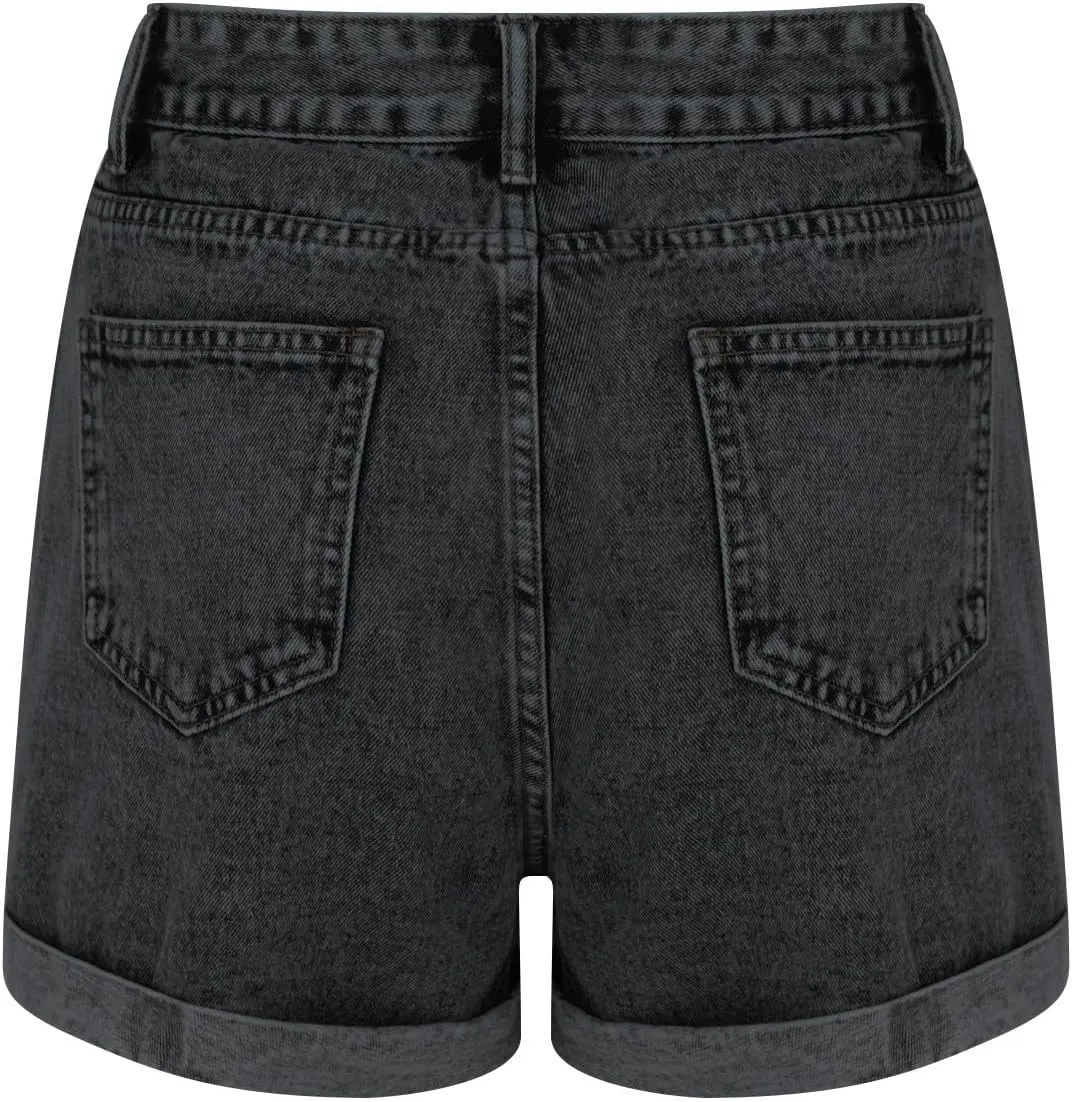 Jean Shorts Womens Mid Rise 5 Inch Inseam Stretchy Denim Short Pants Casual Summer Lounge Jean Bike Shorts