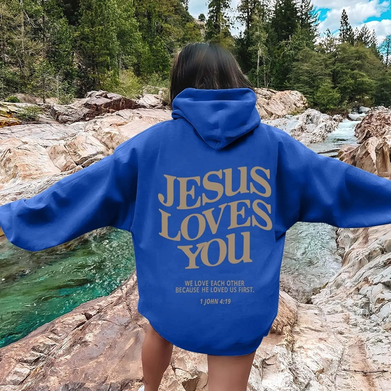 Jesus Loves You Hoodie Sweatshirt Jesus Christian Gifts Hooded Pullover Tops Streetwear Gift Y2K Clothes for Women Men