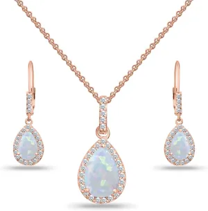 Jewelry Sets for Women, Necklace and Earring Sets for Women, Birthstone Jewelry, Genuine or Synthetic Gemstones, Teardrop Necklace and Dangle Earrings, Pendant Necklace, Sterling Silver Jewelry