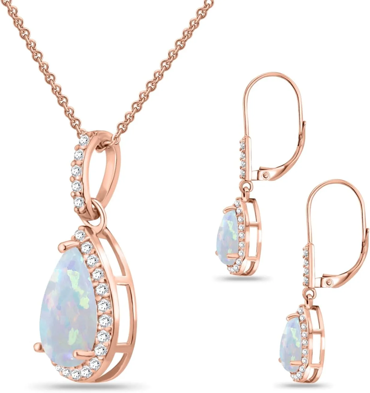 Jewelry Sets for Women, Necklace and Earring Sets for Women, Birthstone Jewelry, Genuine or Synthetic Gemstones, Teardrop Necklace and Dangle Earrings, Pendant Necklace, Sterling Silver Jewelry