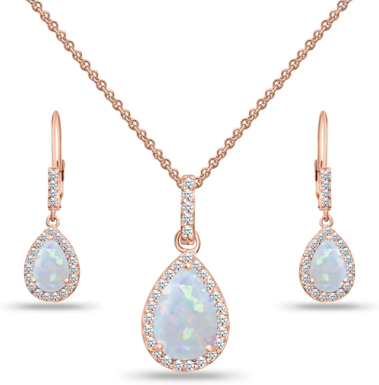 Jewelry Sets for Women, Necklace and Earring Sets for Women, Birthstone Jewelry, Genuine or Synthetic Gemstones, Teardrop Necklace and Dangle Earrings, Pendant Necklace, Sterling Silver Jewelry