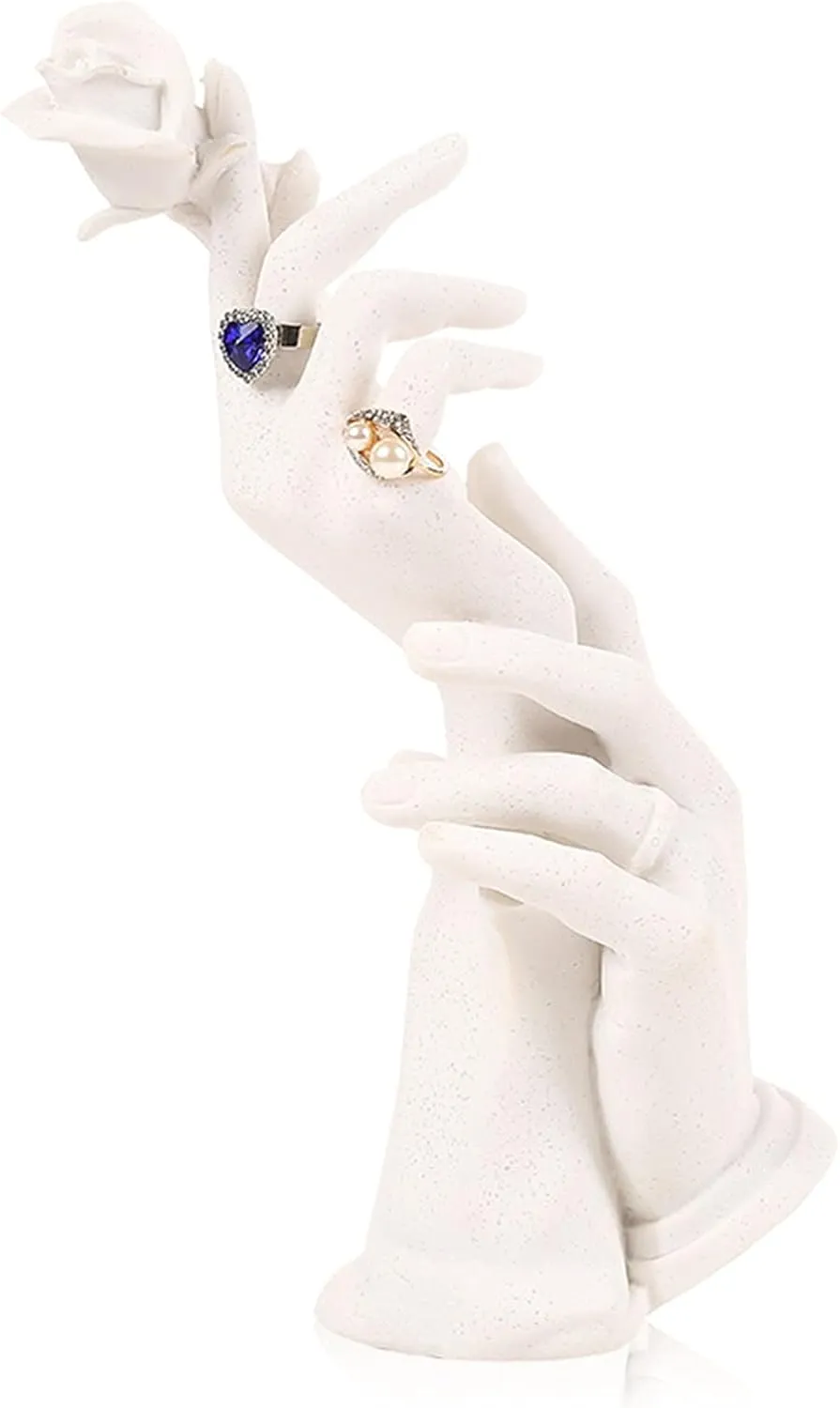 Jewelry Towers Resin Hand Form Ring Hand Chain Display Stand Holder Female Mannequin Hand Jewelry Display Holder Bracelet Necklace Ring Stand Organizer Jewelry Boxes (Color : White)