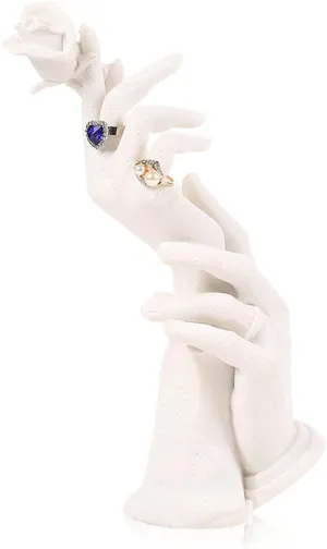 Jewelry Towers Resin Hand Form Ring Hand Chain Display Stand Holder Female Mannequin Hand Jewelry Display Holder Bracelet Necklace Ring Stand Organizer Jewelry Boxes (Color : White)