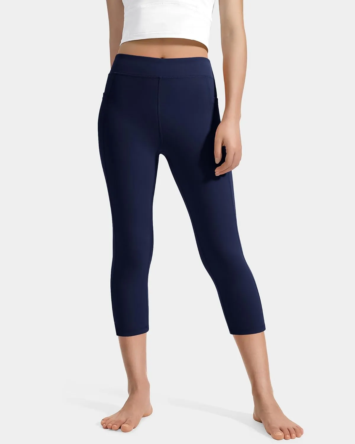 JOCMIC Girls Capri Leggings High Waisted Athletic Leggings with Pockets for Kids Dance Gymnastics Running