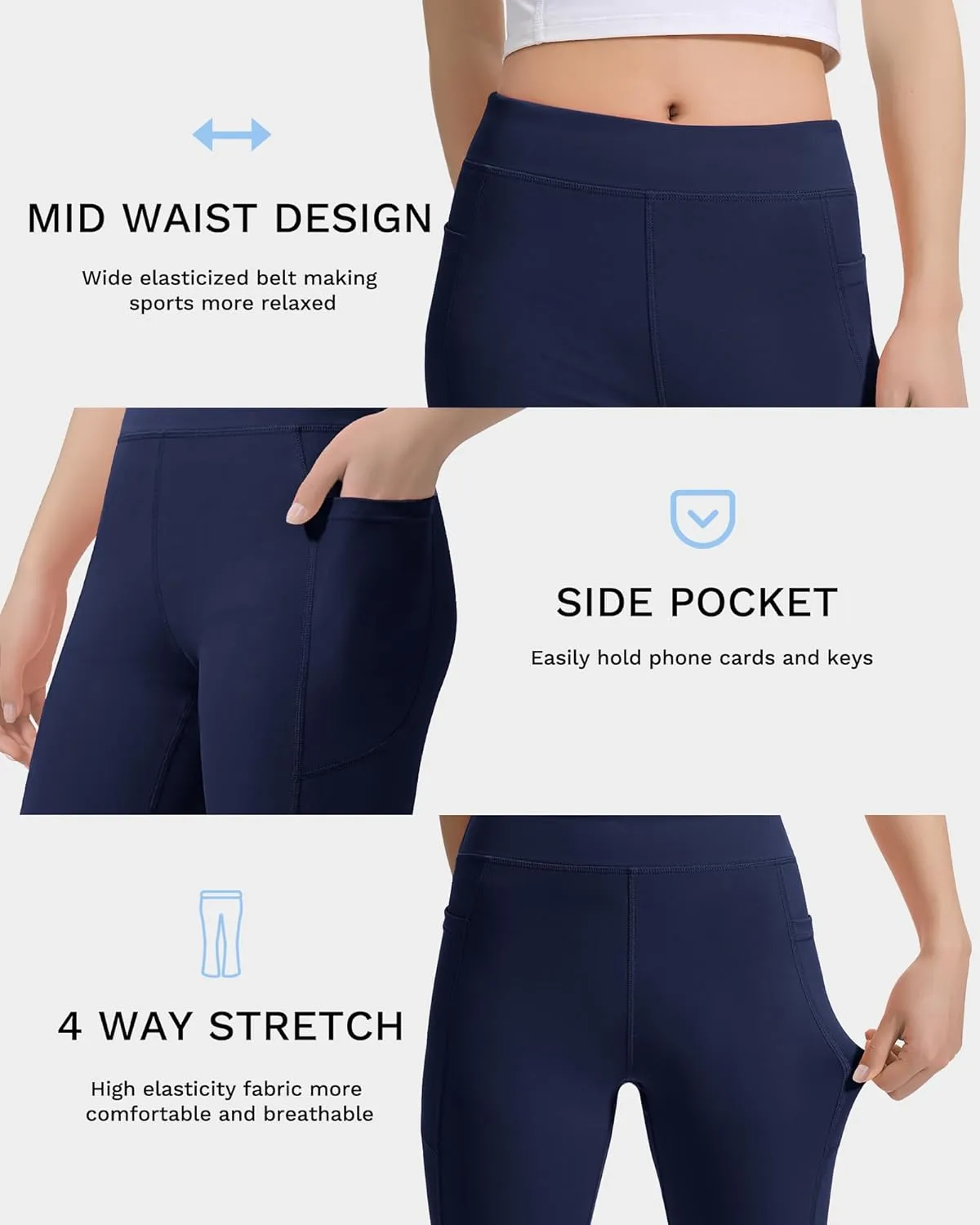 JOCMIC Girls Capri Leggings High Waisted Athletic Leggings with Pockets for Kids Dance Gymnastics Running