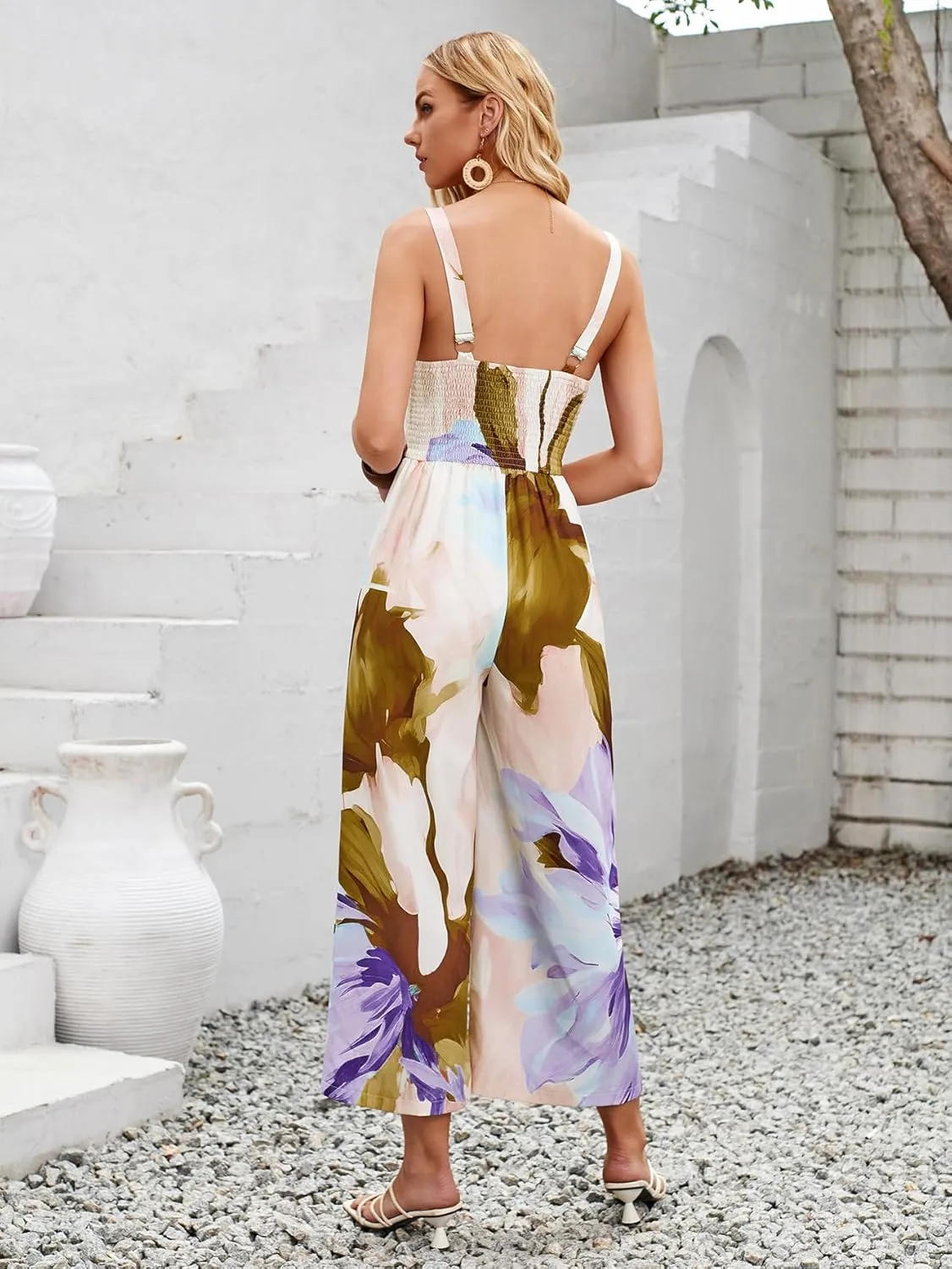 Jumpsuits for Women Sleeveless V Neck High Waist Long Pant