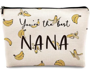 kdqua Nana Gifts, Grandma Gifts Makeup Bag, Mothers Day Grandma Birthday Gifts for Mom Nana Grandma Grammy Grandmother Nana Mimi Gifts from Grandkids Linen Cosmetic Bag Travel Toiletry Bag