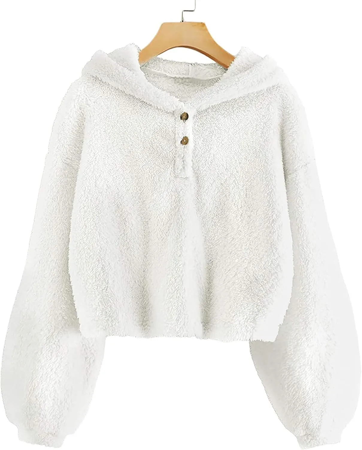 Kids Girl's Fuzzy Hoodies Warm Loose Fleece Button Down Pullover Sweatshirts Winter Tops