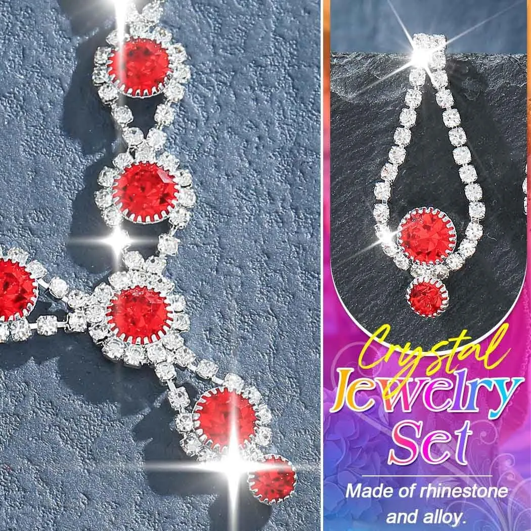 Kilshye Rhinestone Bridal Wedding Jewelry Set Crystal Necklace Earrings Bracelet Sets Prom Jewelry for Women