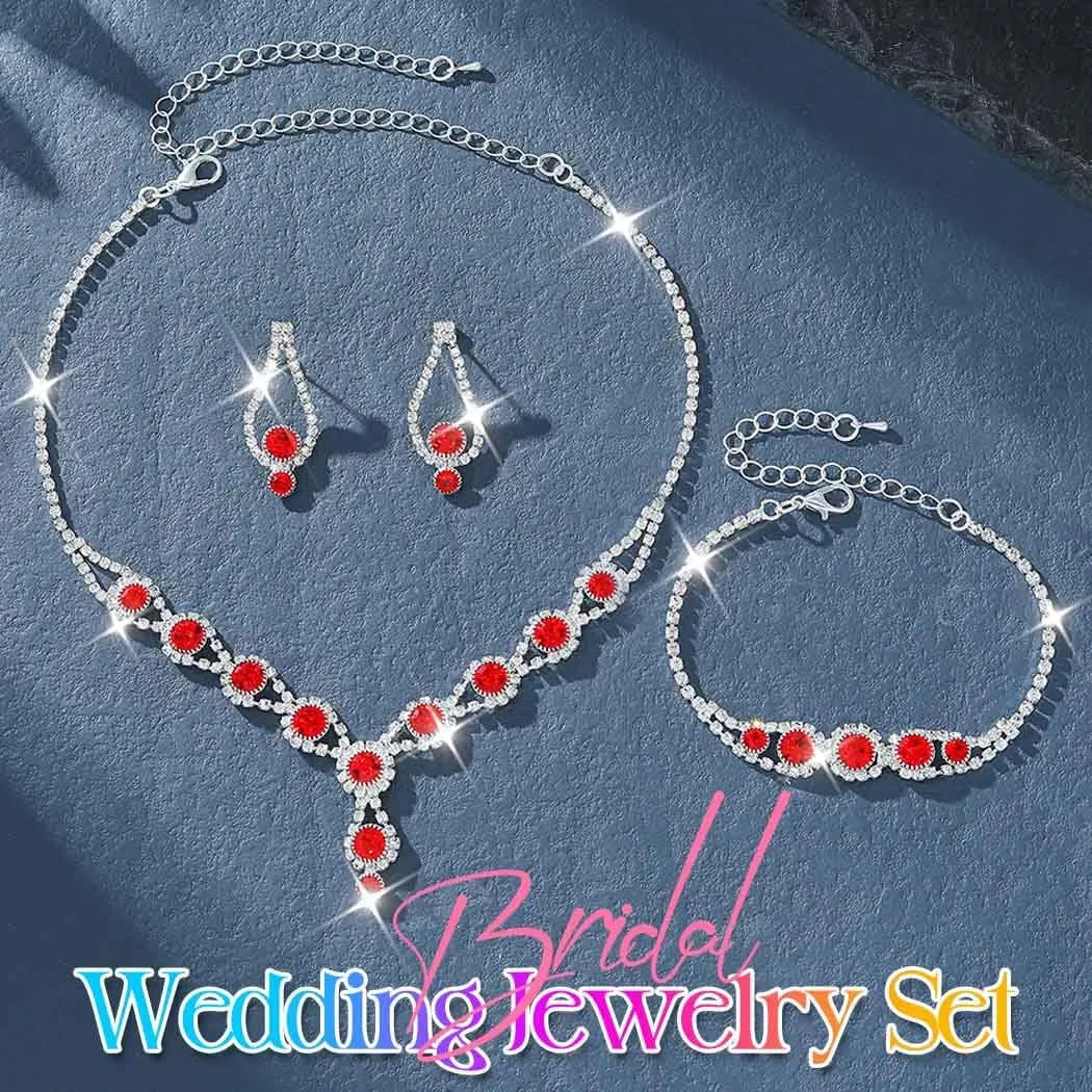 Kilshye Rhinestone Bridal Wedding Jewelry Set Crystal Necklace Earrings Bracelet Sets Prom Jewelry for Women
