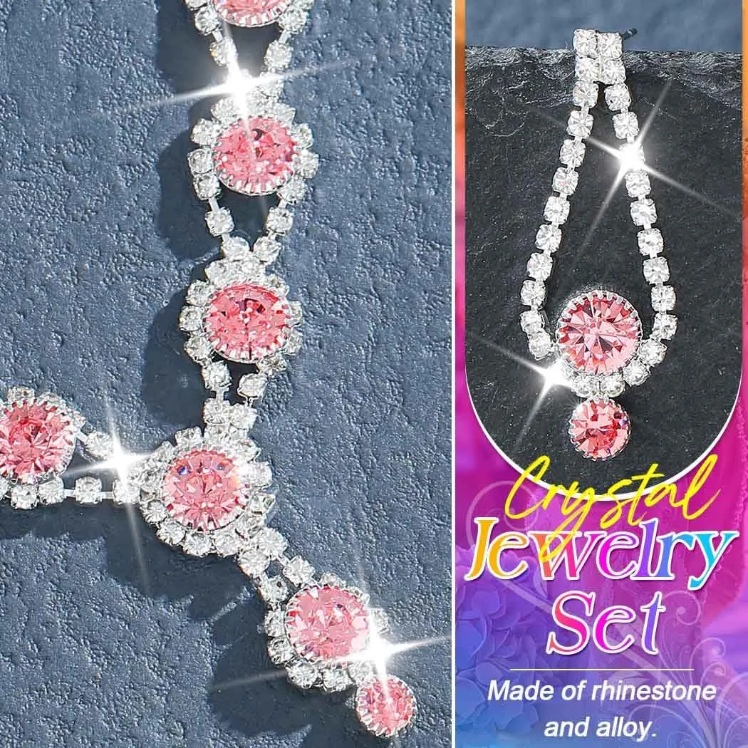 Kilshye Rhinestone Bridal Wedding Jewelry Set Crystal Necklace Earrings Bracelet Sets Prom Jewelry for Women