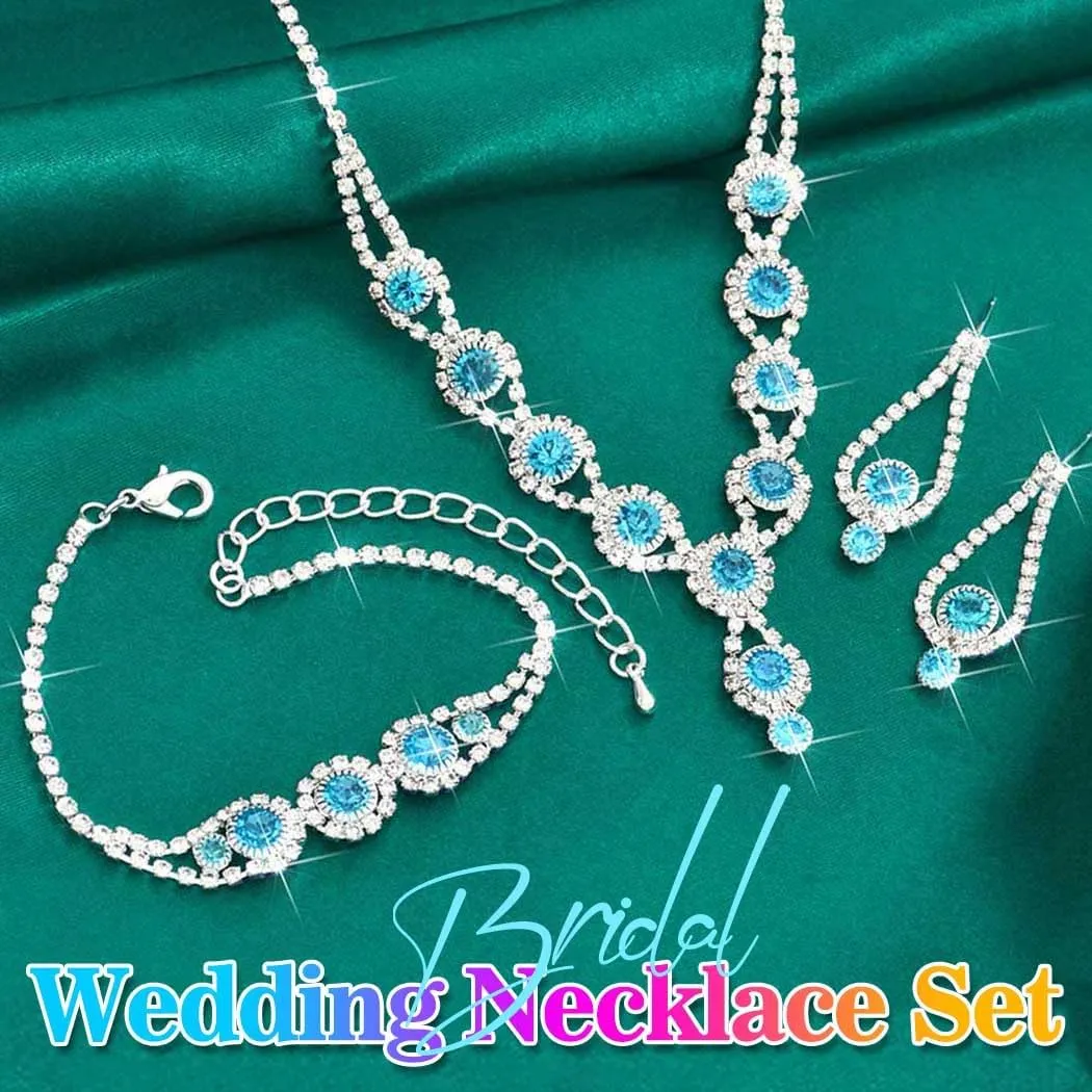 Kilshye Rhinestone Bridal Wedding Jewelry Set Crystal Necklace Earrings Bracelet Sets Prom Jewelry for Women