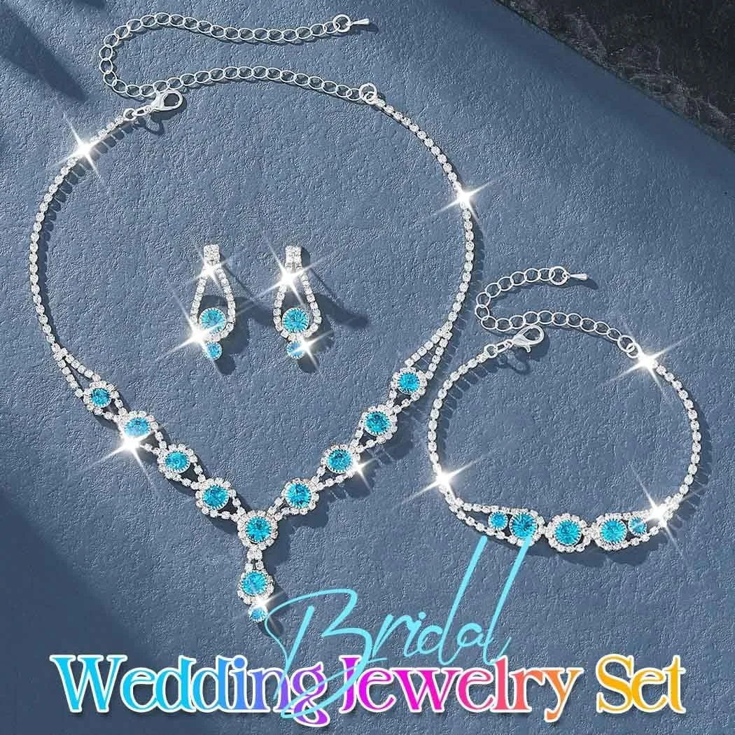Kilshye Rhinestone Bridal Wedding Jewelry Set Crystal Necklace Earrings Bracelet Sets Prom Jewelry for Women