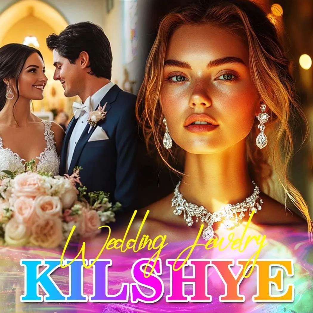 Kilshye Rhinestone Bridal Wedding Jewelry Set Crystal Necklace Earrings Bracelet Sets Prom Jewelry for Women