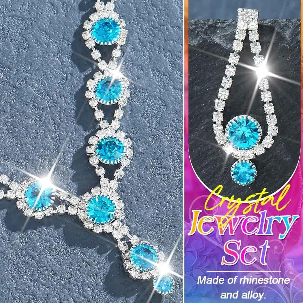 Kilshye Rhinestone Bridal Wedding Jewelry Set Crystal Necklace Earrings Bracelet Sets Prom Jewelry for Women