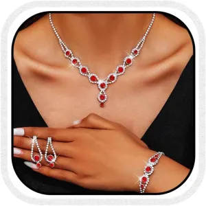 Kilshye Rhinestone Bridal Wedding Jewelry Set Crystal Necklace Earrings Bracelet Sets Prom Jewelry for Women