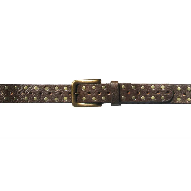 Kim White Skinny Studded Belt- Chocolate