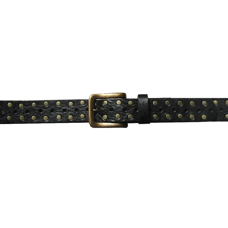 Kim White Skinny Studded Belt in Black