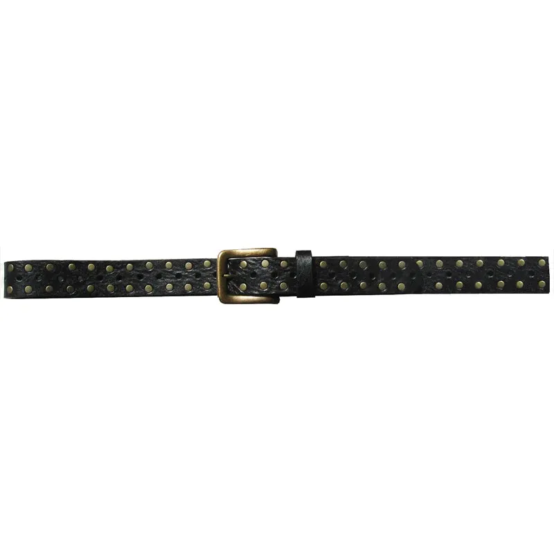 Kim White Skinny Studded Belt in Black