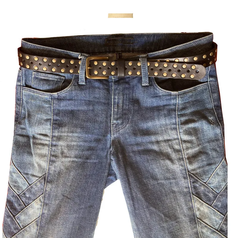 Kim White Skinny Studded Belt in Black