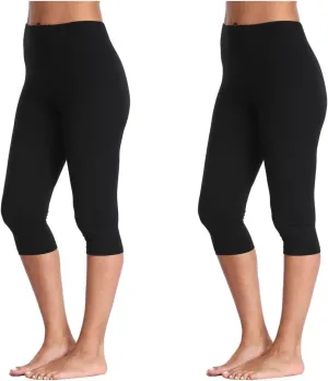 Kotii Women's Lightweight Soft Capri Leggings Crop Leggings 3/4 Stretch Yoga Pants