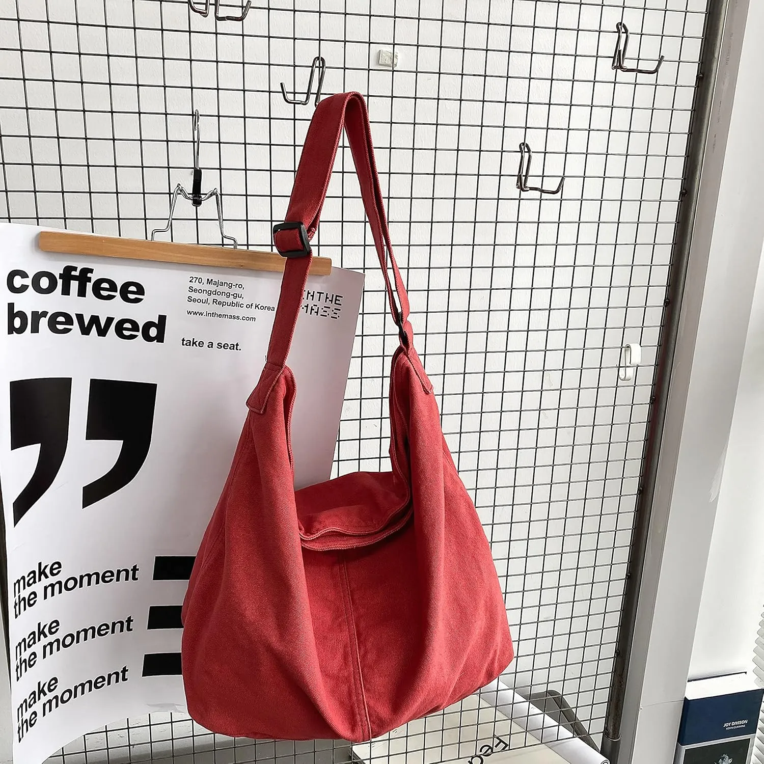 Large Capacity Canvas Hobo Bags for Women & Men, Shoulder Crossbody Bags, Tote Messenger Handbag for Work, Shopping, Travel