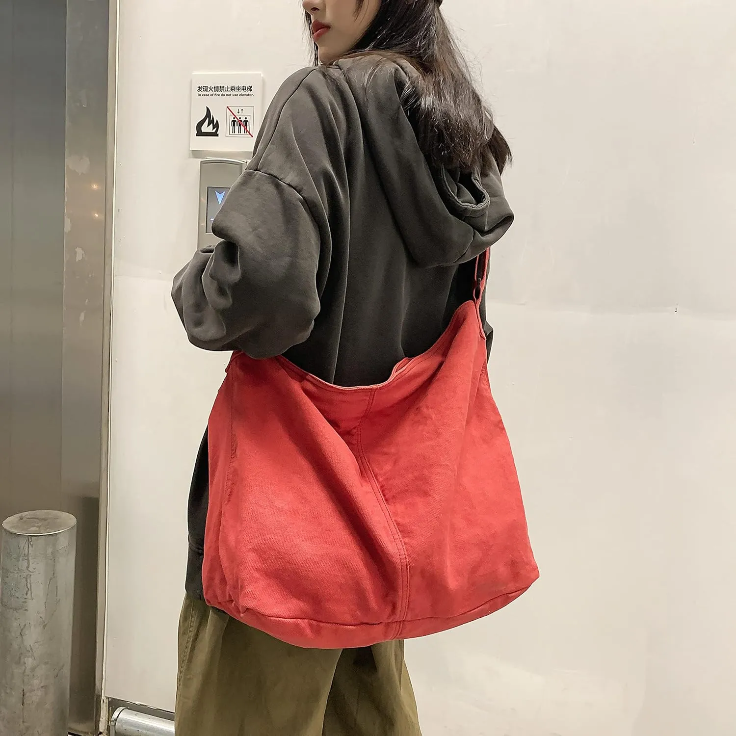Large Capacity Canvas Hobo Bags for Women & Men, Shoulder Crossbody Bags, Tote Messenger Handbag for Work, Shopping, Travel