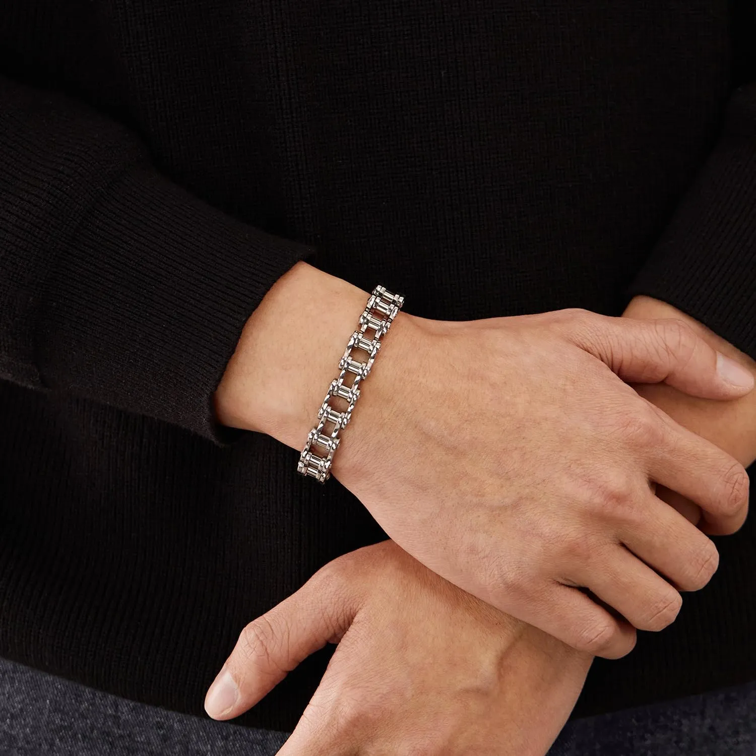 Large Mens Bicycle Motobike Link Chain Bracelets Heavy Masculine Wristband for Fathers Day Stainless Steel