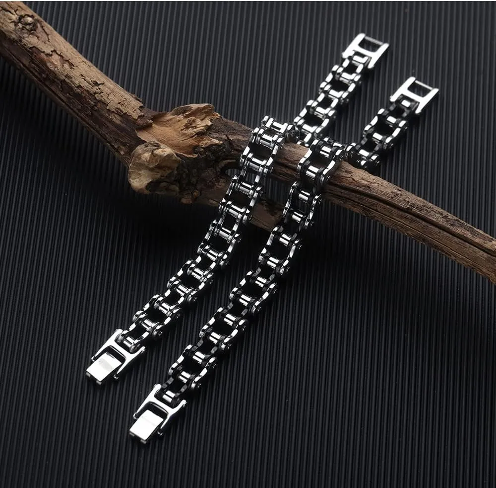 Large Mens Bicycle Motobike Link Chain Bracelets Heavy Masculine Wristband for Fathers Day Stainless Steel