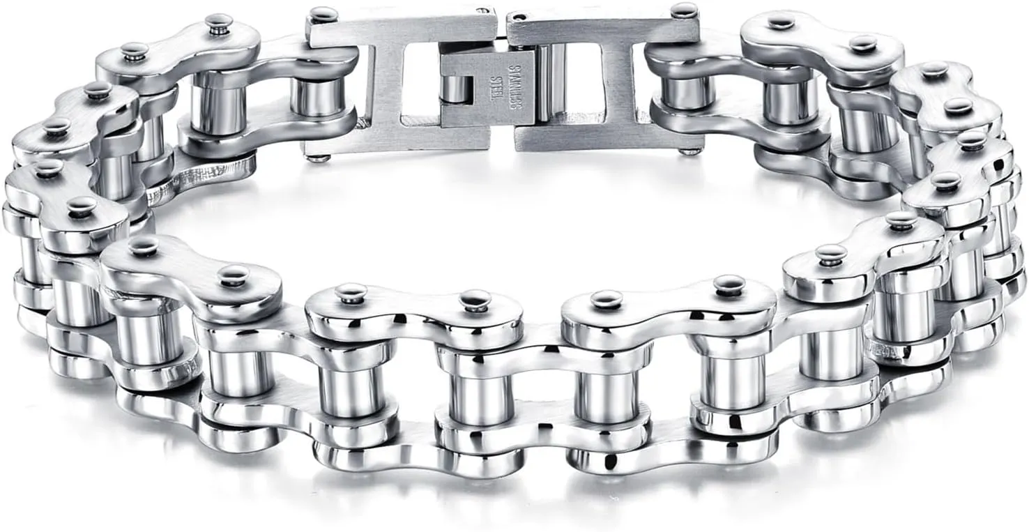 Large Mens Bicycle Motobike Link Chain Bracelets Heavy Masculine Wristband for Fathers Day Stainless Steel
