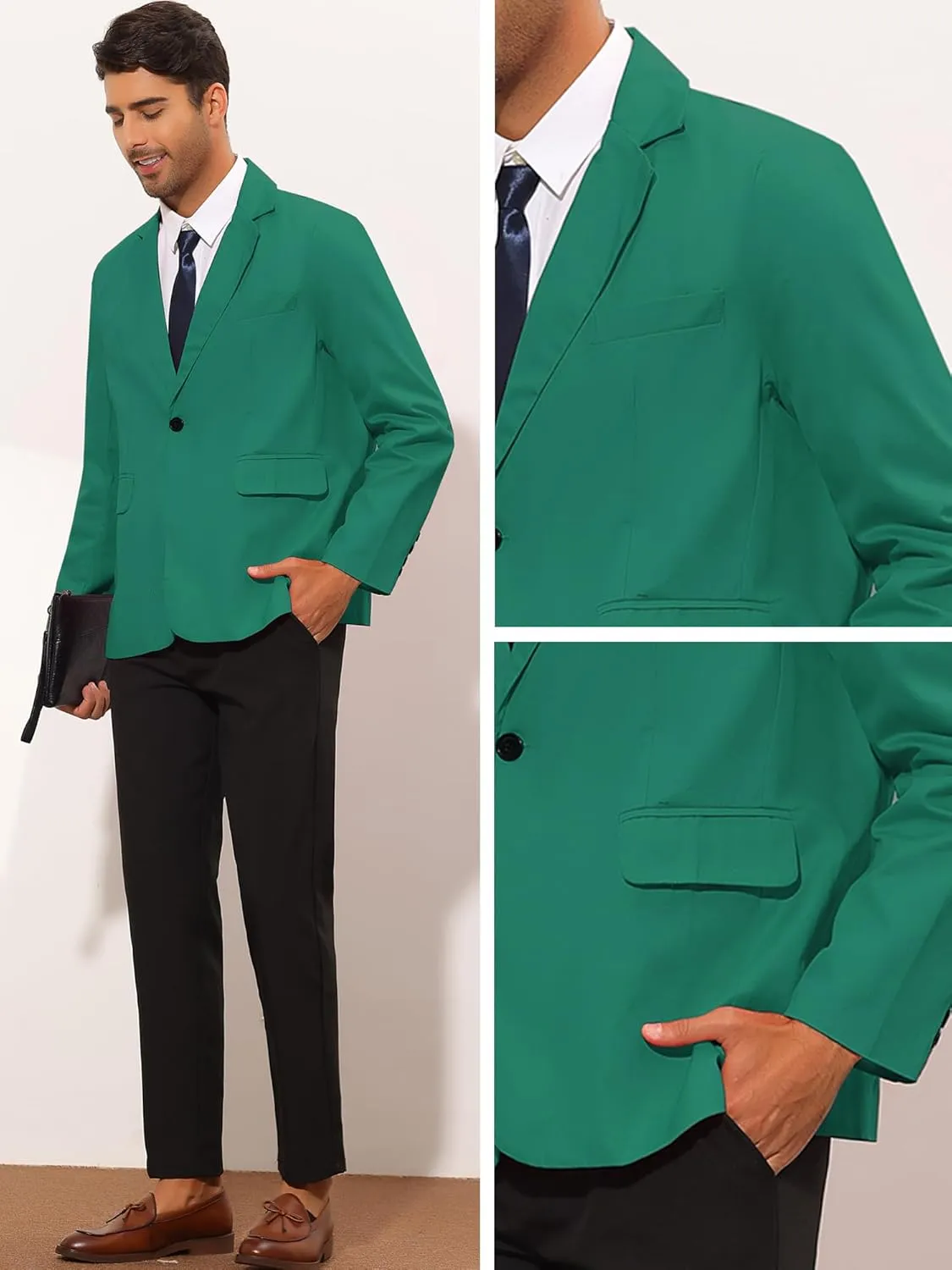 Lars Amadeus Solid Color Business Blazer for Men's One Button Notched Lapel Sports Coat Suit Jackets