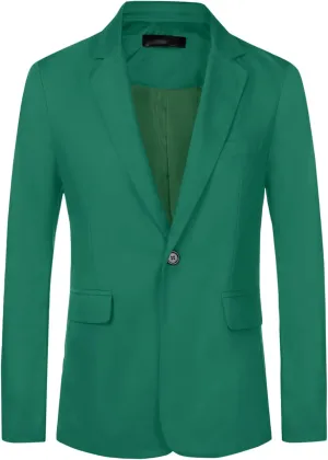 Lars Amadeus Solid Color Business Blazer for Men's One Button Notched Lapel Sports Coat Suit Jackets
