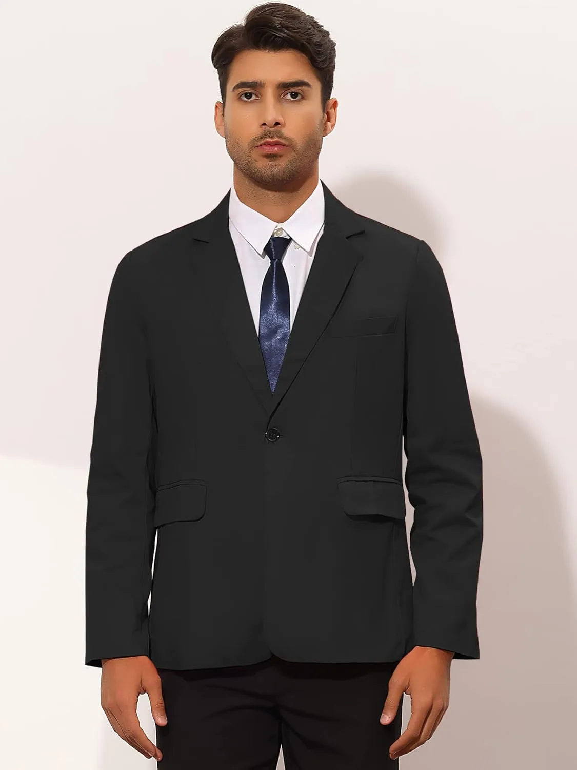 Lars Amadeus Solid Color Business Blazer for Men's One Button Notched Lapel Sports Coat Suit Jackets