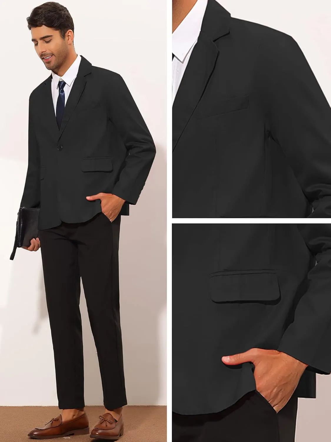 Lars Amadeus Solid Color Business Blazer for Men's One Button Notched Lapel Sports Coat Suit Jackets