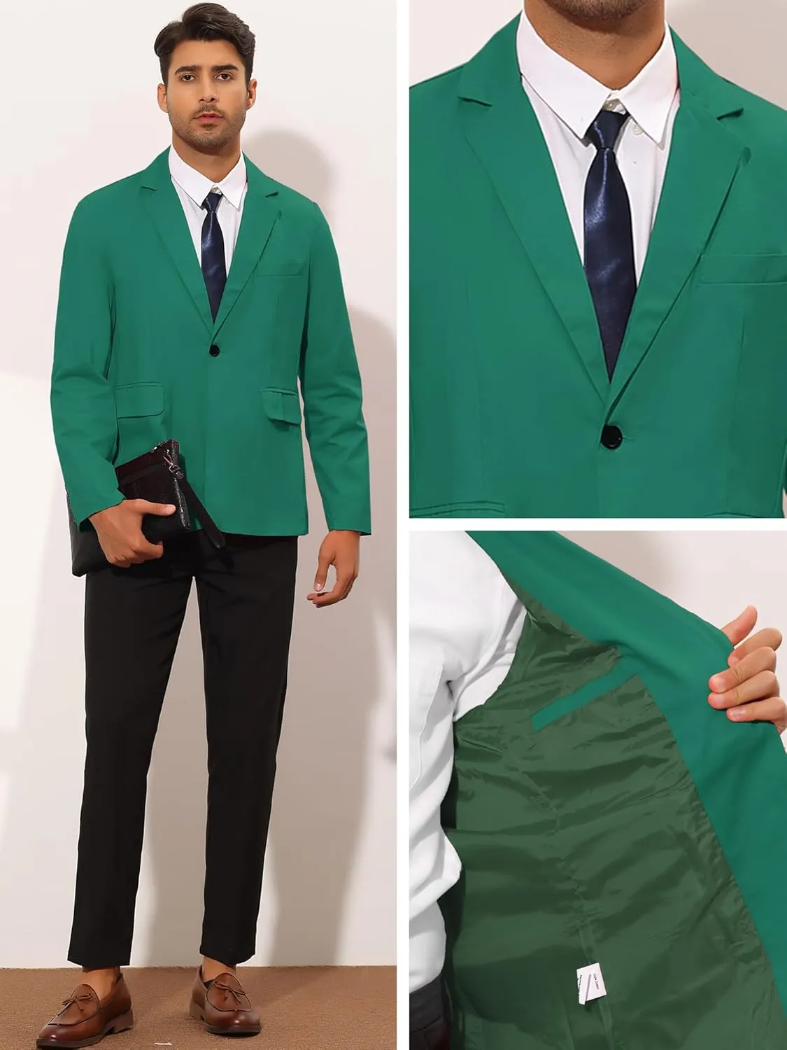 Lars Amadeus Solid Color Business Blazer for Men's One Button Notched Lapel Sports Coat Suit Jackets