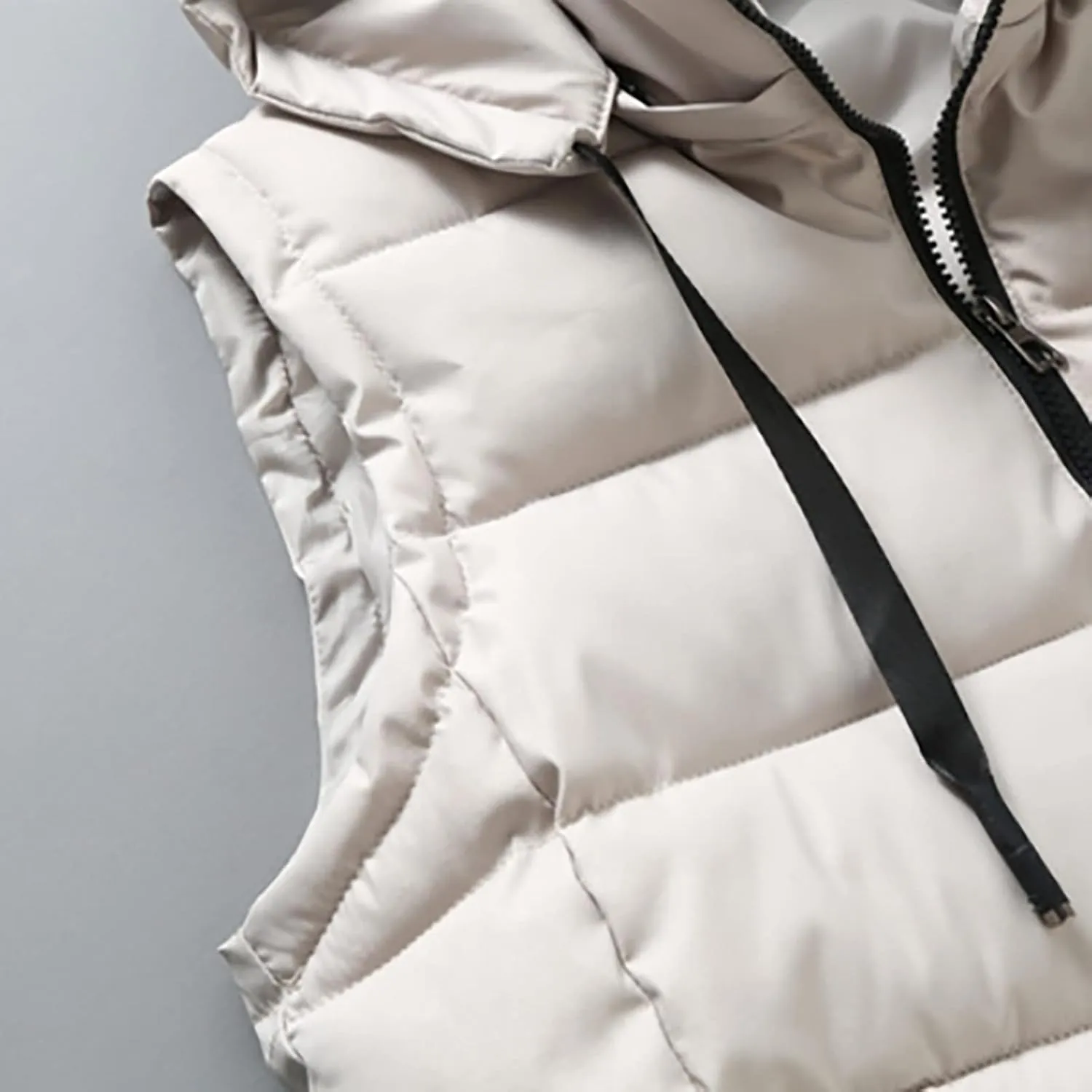 LCMTWX Puffer Jacket Womens European and American Cotton Jackets Color Stand-up Collar Zipper Women's Long Puffer Vest