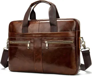 Leather Briefcase for Men, 15.6-16.1 inch Laptop Bag, Vintage Handmade Messenger Bag