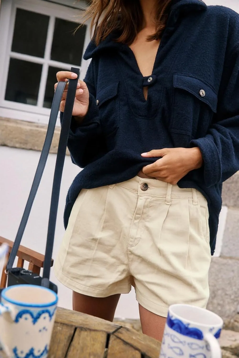 Lesore Womens Relaxed Fit Elastic Waist Casual Summer High Rise Shorts Pockets Chino Shorts Pants Trousers