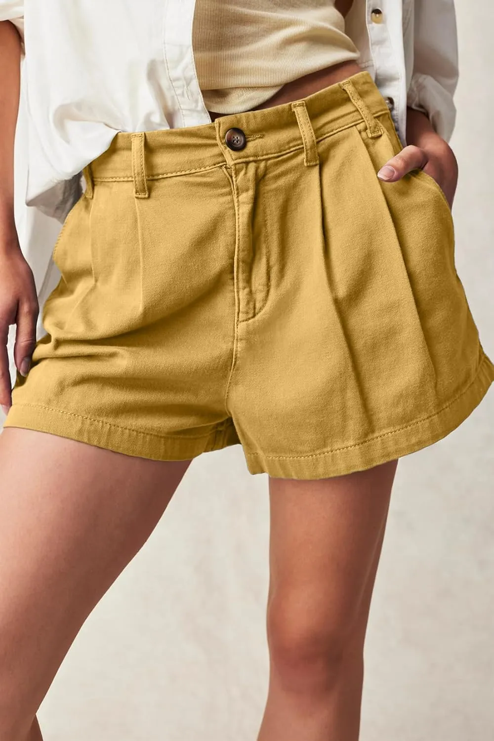 Lesore Womens Relaxed Fit Elastic Waist Casual Summer High Rise Shorts Pockets Chino Shorts Pants Trousers
