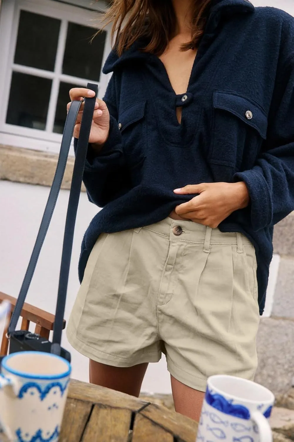 Lesore Womens Relaxed Fit Elastic Waist Casual Summer High Rise Shorts Pockets Chino Shorts Pants Trousers