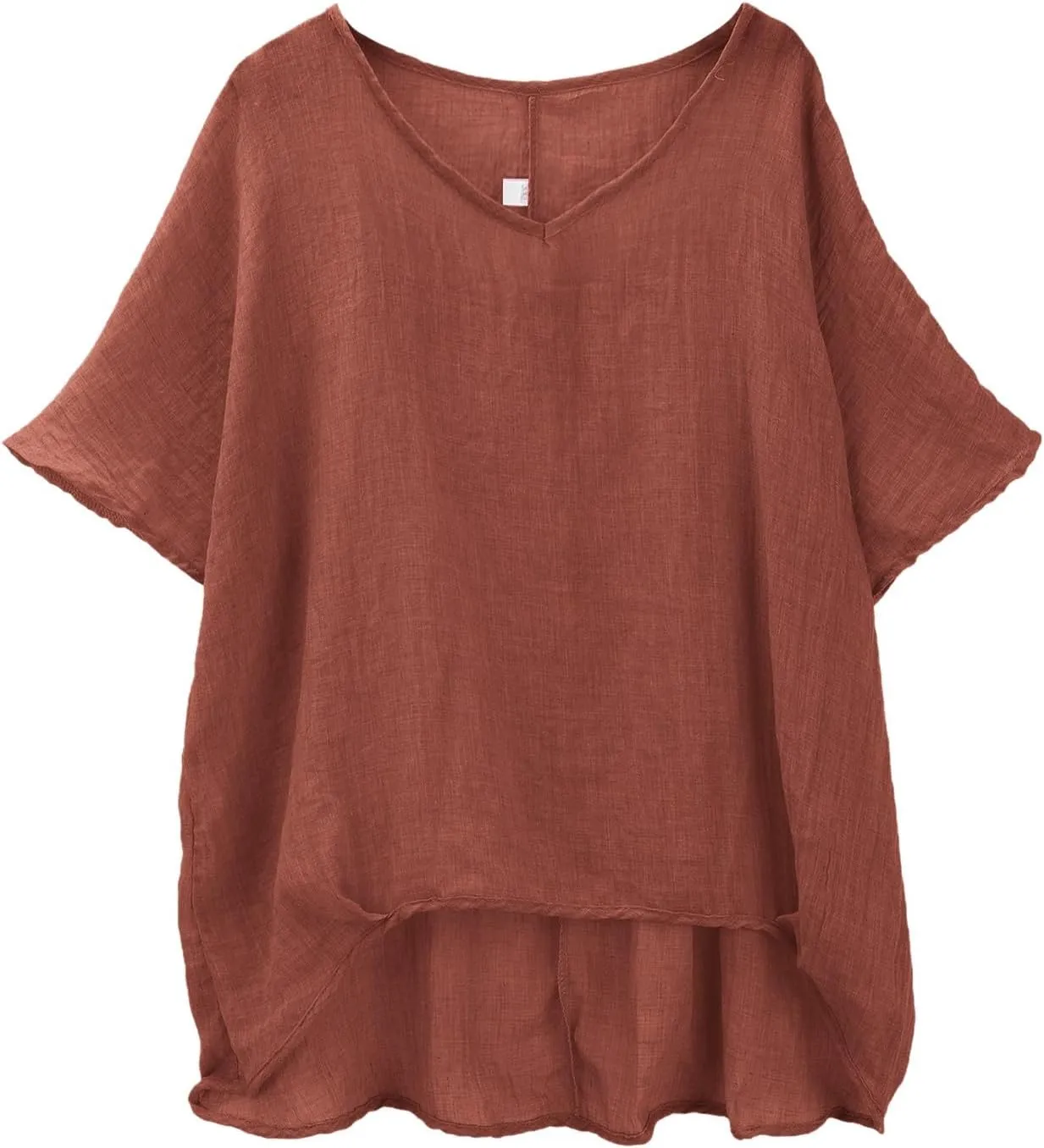 Linen Shirts for Women Summer 2025 Trendy Plus Size Crewneck Short Sleeve Cute Tops Casual Loose Fit Comfy Blouses