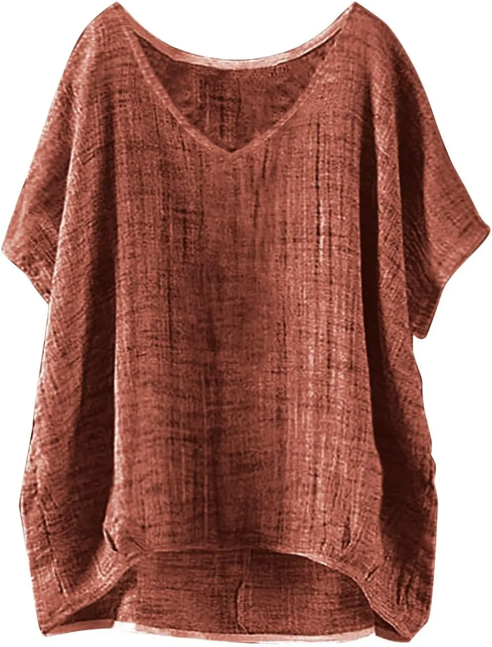 Linen Shirts for Women Summer 2025 Trendy Plus Size Crewneck Short Sleeve Cute Tops Casual Loose Fit Comfy Blouses